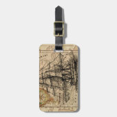 アンティークオールドジェネラルフランスマップ&シップ ラゲッジタグ (正面縦)