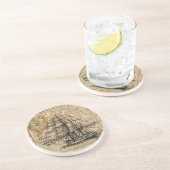 アンティークオールドジェネラルフランスマップ&船舶用リトグラフ コースター (側面)