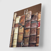 アンティークオールドブックスヴィンテージトームギフト スクエア壁時計 (傾斜)