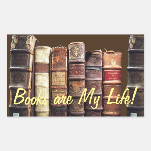 アンティークオールドブックスヴィンテージトームギフト 長方形シール (正面)