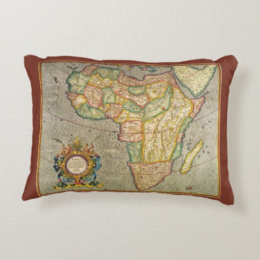 アンティークオールドワールドジェラルダスのメルカトル地図アフリカ アクセントクッション (裏面)