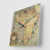 アンティークオールドワールドジェラルダスのメルカトル地図アフリカ スクエア壁時計 (傾斜)
