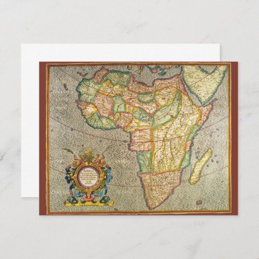 アンティークオールドワールドジェラルダスのメルカトル地図アフリカ 招待状 (正面/裏面)