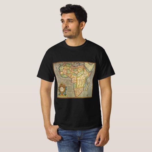 アンティークオールドワールドジェラルダスのメルカトル地図アフリカ Tシャツ (正面フル)