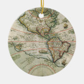 アンティークオールドワールドマップザアメリカズテオドール・ド・ブリー セラミックオーナメント (正面)