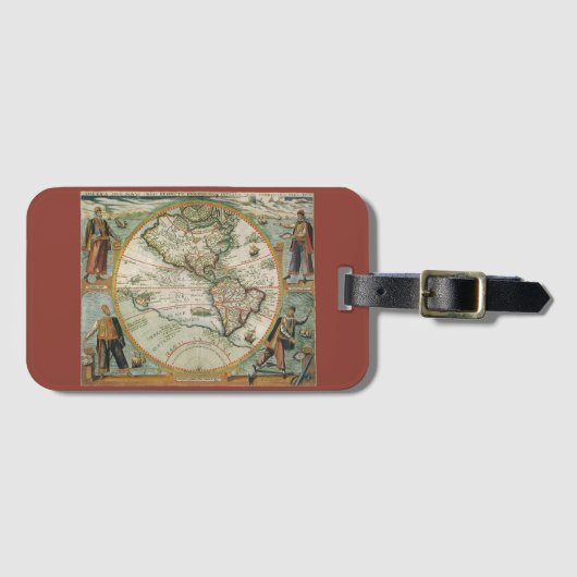 アンティークオールドワールドマップザアメリカズテオドール・ド・ブリー ラゲッジタグ (正面横)