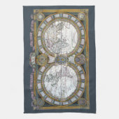 アンティークオールドワールドマップバイクロードオーガストベレー キッチンタオル (縦)