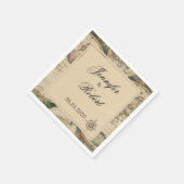 アンティークオールドワールド結婚マップナプキン スタンダードカクテルナプキン (角)