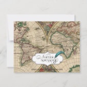 アンティークオールドワールド結婚マップ婚約 招待状 (裏面)