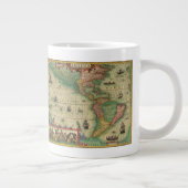 アンティークオールドワールドMap of the America by Hondius ジャンボコーヒーマグカップ (右)