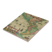 アンティークオールドワールドMap of the America by Hondius タイル (側面)