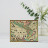 アンティークオールドワールドMap of the America by Hondius ポストカード (スタンド正面)