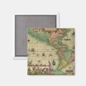 アンティークオールドワールドMap of the America by Hondius マグネット (正面/裏面)