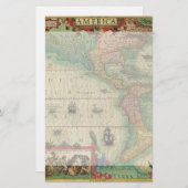 アンティークオールドワールドMap of the America by Hondius 便箋 (正面/裏面)