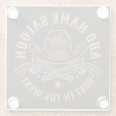 アンティークカウボーイガン名を追加Old Wild West Saloon ガラスコースター (裏面)