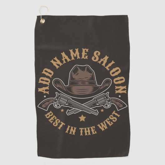 アンティークカウボーイガン名を追加Old Wild West Saloon ゴルフタオル (正面)