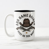 アンティークカウボーイガン名を追加Old Wild West Saloon ツートーンマグカップ (左)