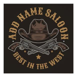 アンティークカウボーイガン名を追加Old Wild West Saloon ポスター