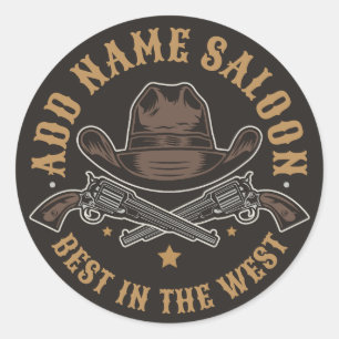 アンティークカウボーイガン名を追加Old Wild West Saloon ラウンドシール