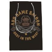 アンティークカウボーガン追加お名前オールドワイルドウェストサロン ミディアムペーパーバッグ (正面)