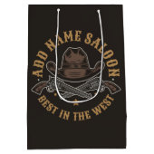 アンティークカウボーガン追加お名前オールドワイルドウェストサロン ミディアムペーパーバッグ (裏面)