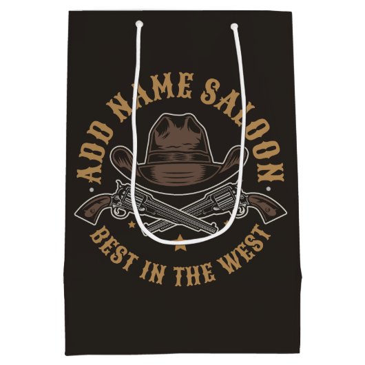 アンティークカウボーガン追加お名前オールドワイルドウェストサロン ミディアムペーパーバッグ (裏面)