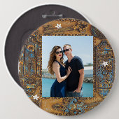 アンティークカスタムスケルトン鍵フレーム、YPI Rd 缶バッジ (正面&裏面)