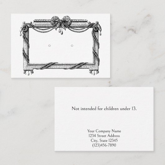 アンティークカスタムスタッドイヤリングジュエリー表示カード 予約カード (正面/裏面)