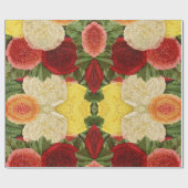 アンティークカスタムヴィンテージレッドホワイトピンクイエローローズ ラッピングペーパー (フラット)