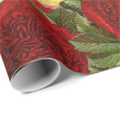 アンティークカスタムヴィンテージレッドホワイトピンクイエローローズ ラッピングペーパー (ロールコーナー)