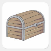 アンティークカスタム木海賊宝箱ボタン スクエアシール (正面)