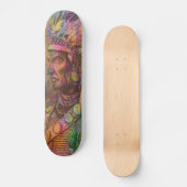 アンティークカッコいい先住民アメリカインディアンのクリップアートカラー スケートボード (正面)