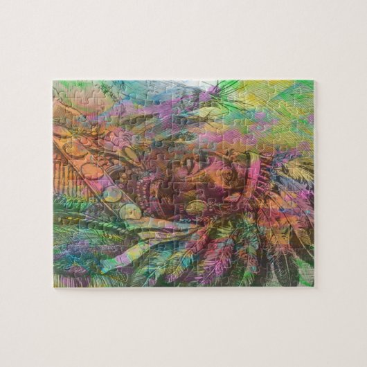 アンティークカッコいい先住民アメリカンクリップアートカラー ジグソーパズル (横)