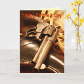 アンティークカッコいい銃ハッピー・ファザーズ・デイカード カード (黄色い花)