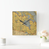 アンティークカナダの地図 スクエア壁時計 (ホーム)