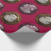 アンティークカメオレディース、ブドウのブドウとフクロウ ラッピングペーパー (角)