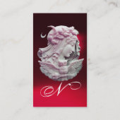 アンティークカメオ、フクロウモノグラムの夜のムーンレディ 名刺 (裏面)