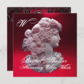 アンティークカメオ、レディ及びブドウブライダルシャワー 招待状 (正面/裏面)