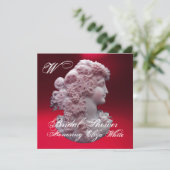 アンティークカメオ、レディ及びブドウブライダルシャワー 招待状 (スタンド正面)