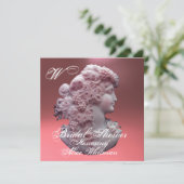 アンティークカメオ、レディ及びブドウブライダルシャワー 招待状 (スタンド正面)