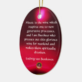 アンティークカメオ、レディ及びブドウ、ワイン及び音楽引用文 セラミックオーナメント (左)