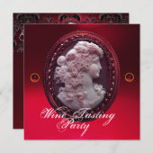 アンティークカメオ、ワインとブドウの鑑賞パーティー 招待状 (正面/裏面)