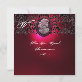 アンティークカメオ、ワインレディとブドウのワインパーティ 招待状 (裏面)