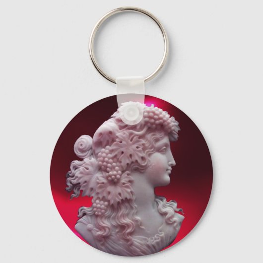 アンティークカメオ、葡萄とブドウを持つ女性 キーホルダー (正面)