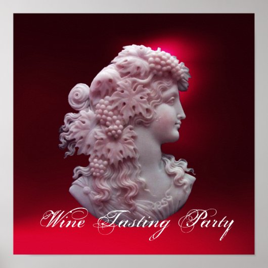 アンティークカメオ、葡萄とブドウを持つ女性 ポスター (正面)