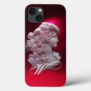 アンティークカメオ、葡萄とブドウを持つ女性 iPhone 13ケース