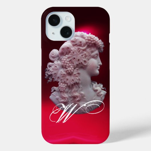アンティークカメオ、葡萄とブドウを持つ女性 Case-Mate iPhoneケース (裏面)