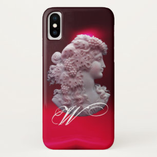 アンティークカメオ、葡萄とブドウを持つ女性 iPhone X ケース