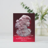 アンティークカメオ、葡萄を持つレディ、ケアツのワイン引用文 ポストカード (スタンド正面)