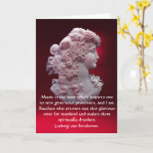 アンティークカメオ、葡萄を持つ女性、ワイン音楽引用文 カード (黄色い花)